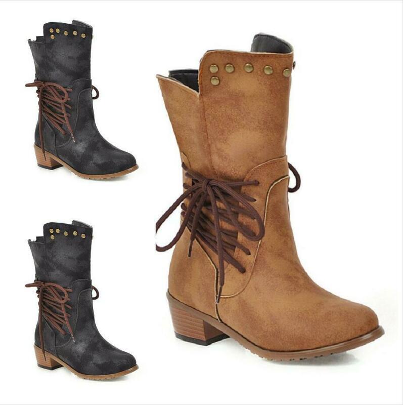 Women's Tie-Decor Cowboy Studded Rivets Round Toe Low Heel Riding Ankle Boots, Black
Women's Tie-Decor Cowboy Studded Rivets Round Toe Low Heel Riding Ankle Boots, Black
