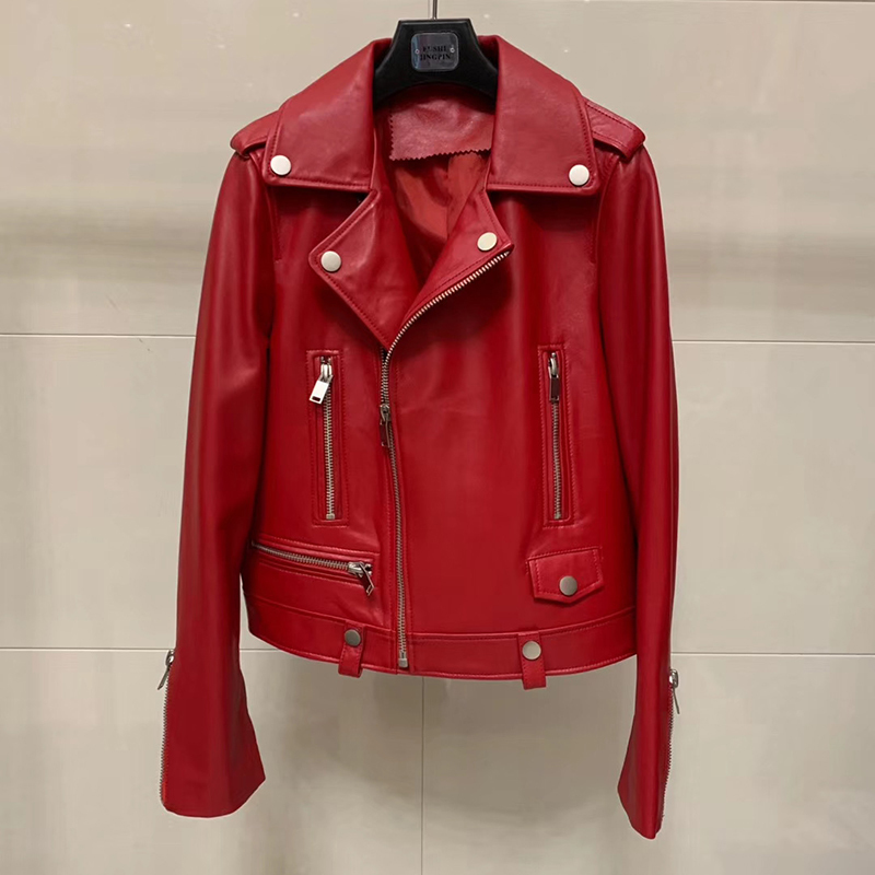 Real leather jacket women colorful motorcycle fashion genuine sheepskin leather coats and jackets female overcoat 201030