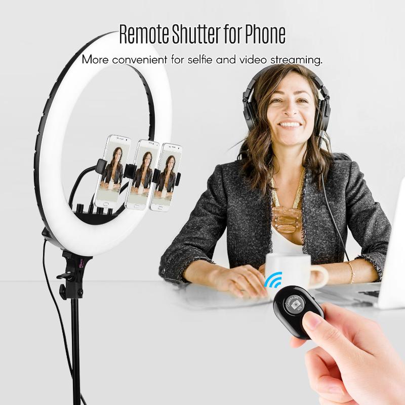 Video Light Kit with 18inch LED Ring Light Lamp Adjustable 2m Tripod with Remote Control 3 Phone Clamps Phone Remote Shutter
Video Light Kit with 18inch LED Ring Light Lamp Adjustable 2m Tripod with Remote Control 3 Phone Clamps Phone Remote Shutter