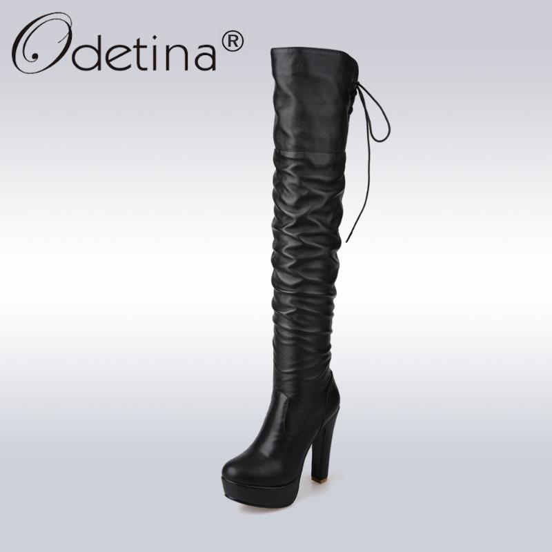 Odetina Sexy High Heel Over-the-Knee Boots Women Classic Black PU Leather Long Boots Lady Lace Up Platform Motorcycle Boot
Odetina Sexy High Heel Over-the-Knee Boots Women Classic Black PU Leather Long Boots Lady Lace Up Platform Motorcycle Boot