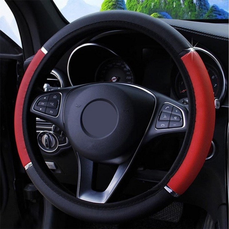 Car Steering Wheel Cover Without Inner Ring Elastic Band Leather Artificial Covers DIY Texture Soft Auto Interior Accessories