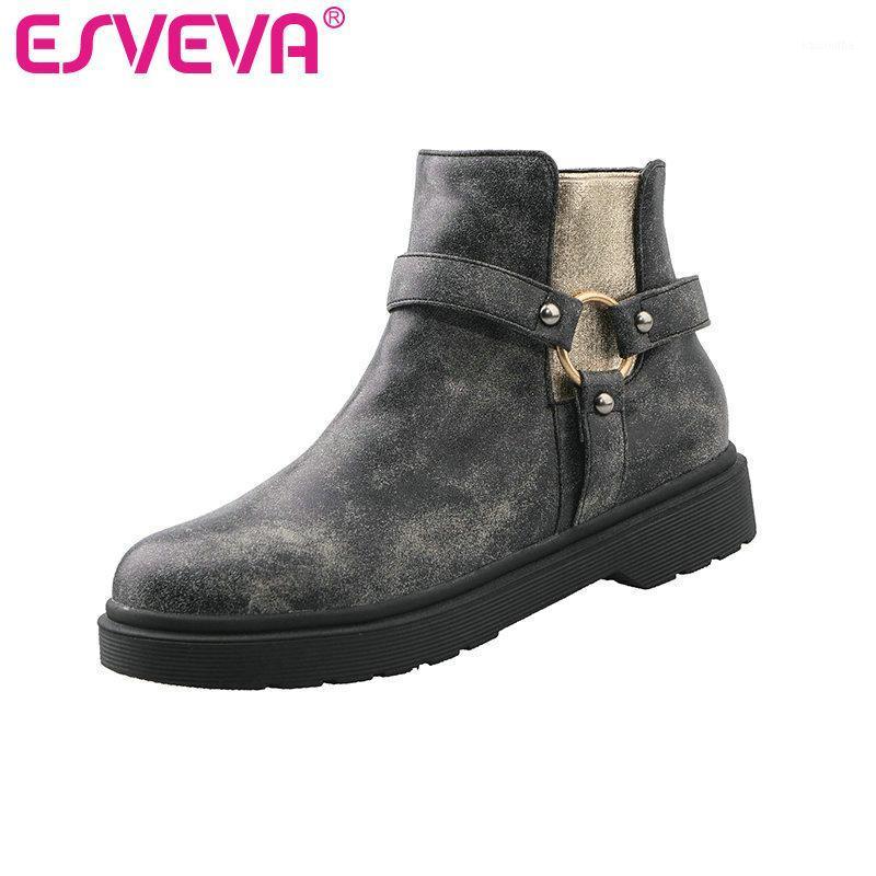 ESVEVA 2020 Women Shoes Winter Ankle Boots Black Fashion Round Toe PU Leather Zipper Motorcycle Platform Boots Size 34-431, Brown
ESVEVA 2020 Women Shoes Winter Ankle Boots Black Fashion Round Toe PU Leather Zipper Motorcycle Platform Boots Size 34-431, Brown