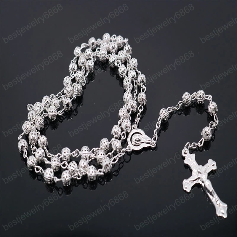 Christ Jesus Cross Necklace Jesus Christian Virgin Mary Siamese Pendant Gold Alloy Men's Chain Catholic Jewelry