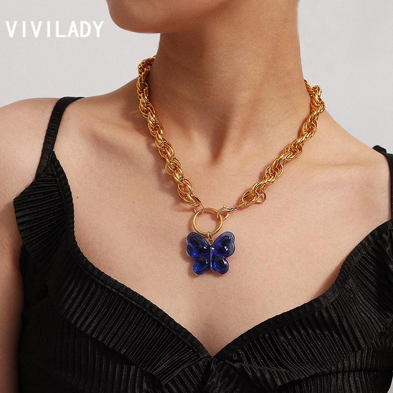 VIVILADY Minimalist Style INS Alloy Twisted Cute Blue Acrylic Butterfly Pendant Women Choker Necklace Chic Female Jewelry Gift
VIVILADY Minimalist Style INS Alloy Twisted Cute Blue Acrylic Butterfly Pendant Women Choker Necklace Chic Female Jewelry Gift