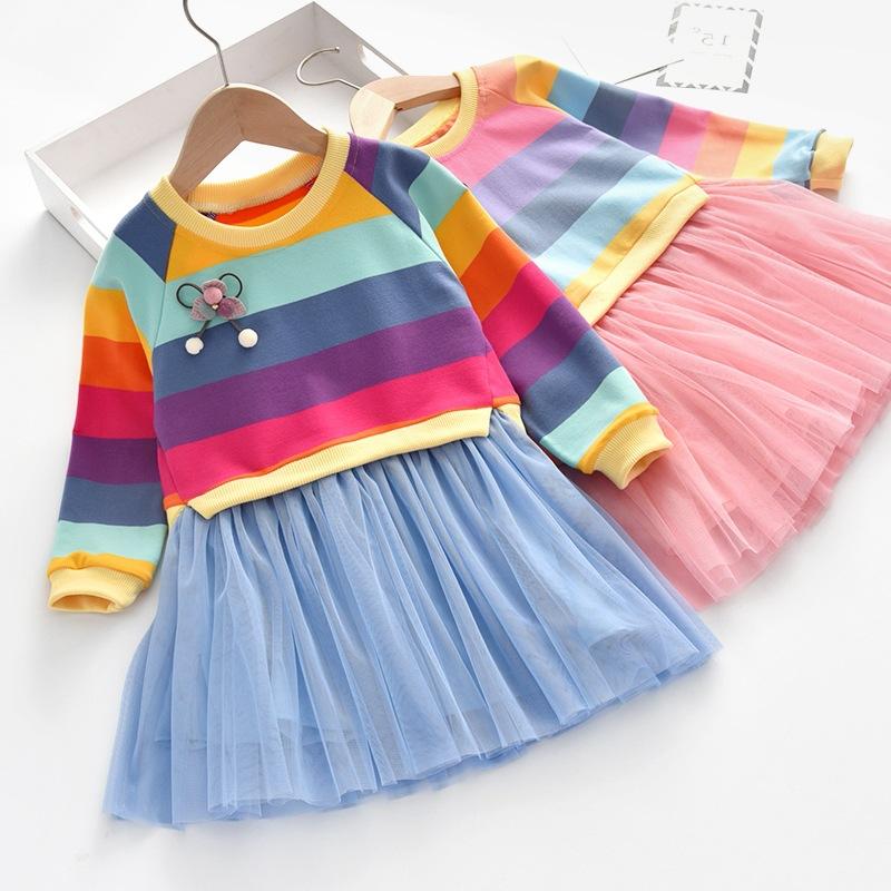 Toddler Girl Clothes 2020 Autumn Girls Dress Casual Rainbow Striped Princess Party Dress Children Clothing Baby Girls, Pink
Toddler Girl Clothes 2020 Autumn Girls Dress Casual Rainbow Striped Princess Party Dress Children Clothing Baby Girls, Pink
