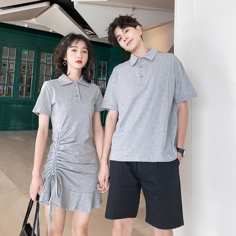 Korean couple clothing tshirts college fashion style pair lovers women summer beach dress polo matching clothes outfit wear 26 LJ201112