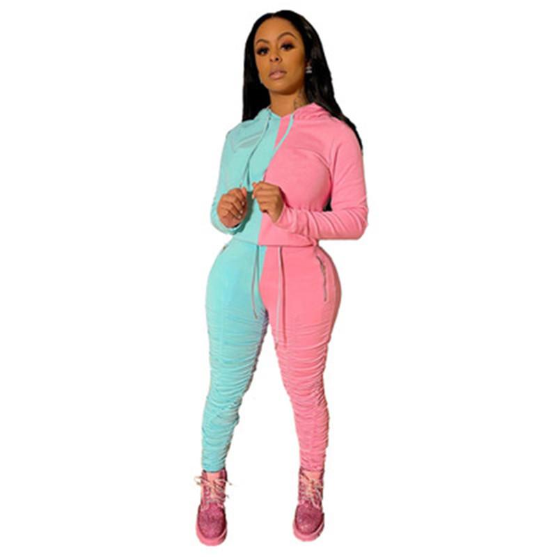 Ladies Splicing Contrast Sets Fashion Trend Long Sleeve Hooded Short Tops Folds Pant Suits Designer Female Autumn New Slim Casual Tracksuits
Ladies Splicing Contrast Sets Fashion Trend Long Sleeve Hooded Short Tops Folds Pant Suits Designer Female Autumn New Slim Casual Tracksuits