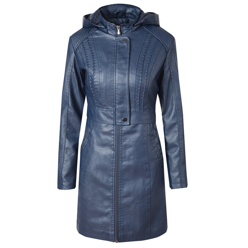 Fashion Leather Coats Women's Spring Autumn Clothing Long Section Slim PU Leather Jacket SXL 201020
