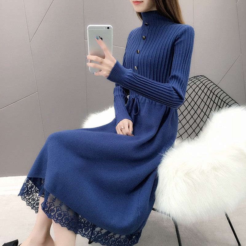 New Fashion Autumn Winter Women Long Sweater Dress Pullovers Warm Knitted Sweaters Pullover Dresses Lady 201030wtt