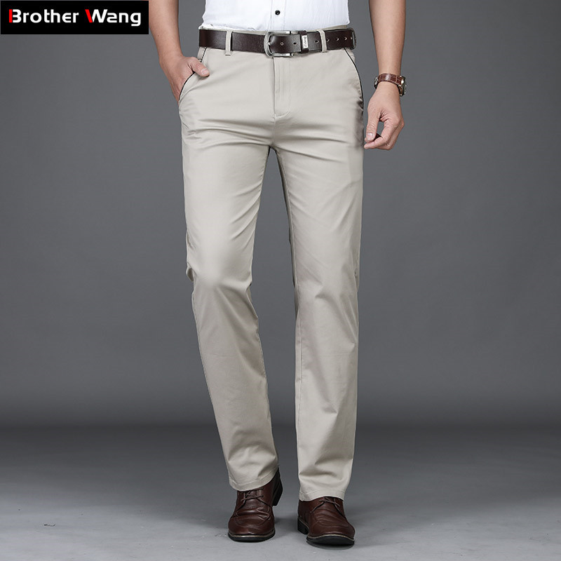 Summer Thin Men's Casual Pants Loose Straight Solid Color Elastic Business Male Trousers Brand Beige Khaki Navy Black Plus Size 201110
Summer Thin Men's Casual Pants Loose Straight Solid Color Elastic Business Male Trousers Brand Beige Khaki Navy Black Plus Size 201110