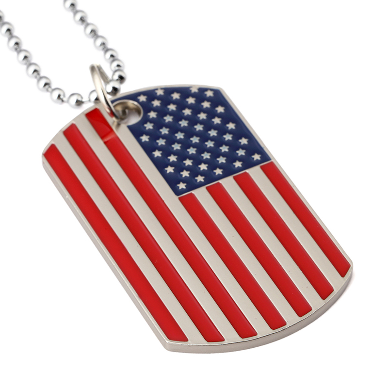 Fashion Stainless Steel Military Tag Trendy USA Symbol American Flag Pendants Necklaces Party Decoration Necklace Creative Gift