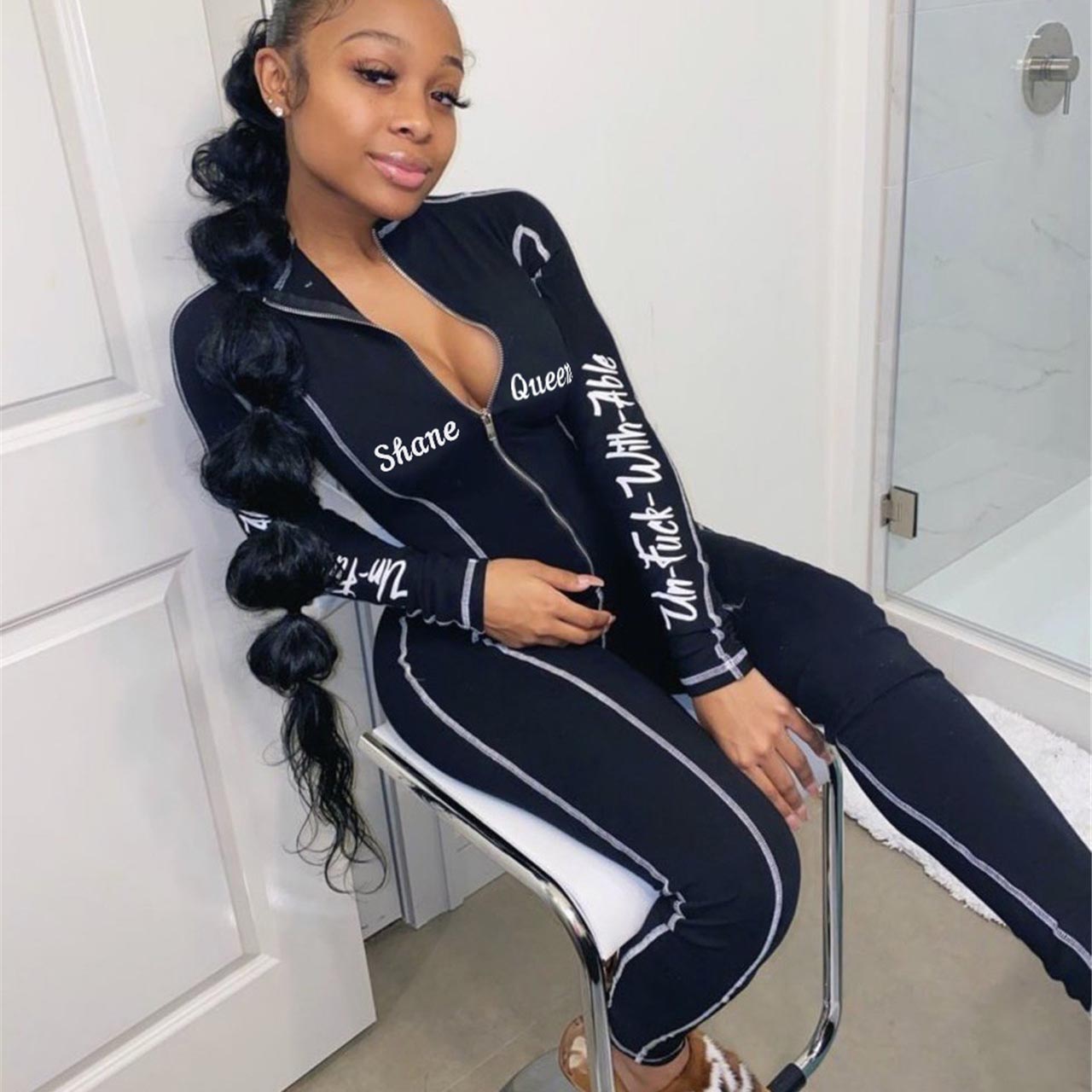Fashion Women Tracksuits Letter Pattern Print Womens Autumn Yoga Outfits Casual Zipper Clothing Slim 2020 New Wholesale, Black
Fashion Women Tracksuits Letter Pattern Print Womens Autumn Yoga Outfits Casual Zipper Clothing Slim 2020 New Wholesale, Black