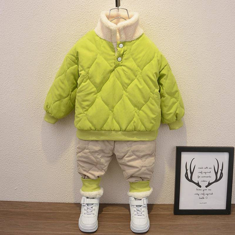 Boys winter clothes sets kids fashion thick velvet coats pants 2pcs warm tracksuits for baby boy children jogging suits outfits Y1117