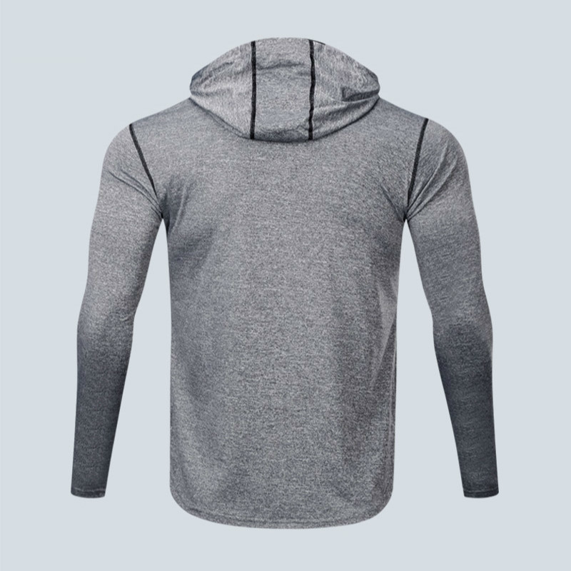 Men's Running T Shirt Long Sleeve Hooded Gym Fitness Hoodie Shirts Jogging Slim Dry Fit Breathable Crossfit Sport Sportswear 201004