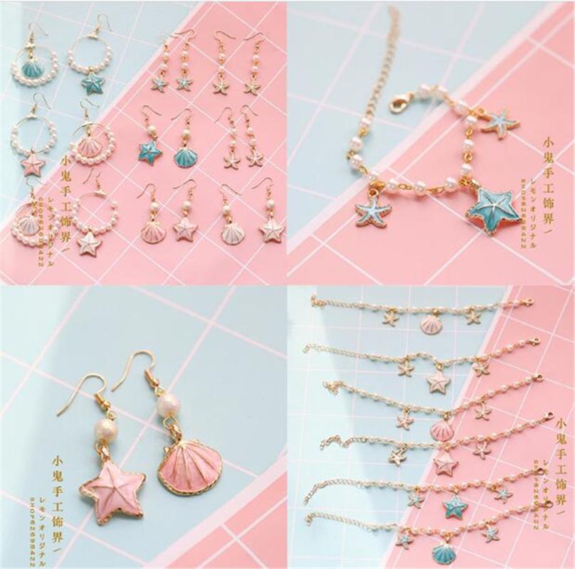 Charm Bracelets Japanese Sweet Bracelet Girl Pearl Shell Starfish Earrings Ear Hook Clip B526
Charm Bracelets Japanese Sweet Bracelet Girl Pearl Shell Starfish Earrings Ear Hook Clip B526