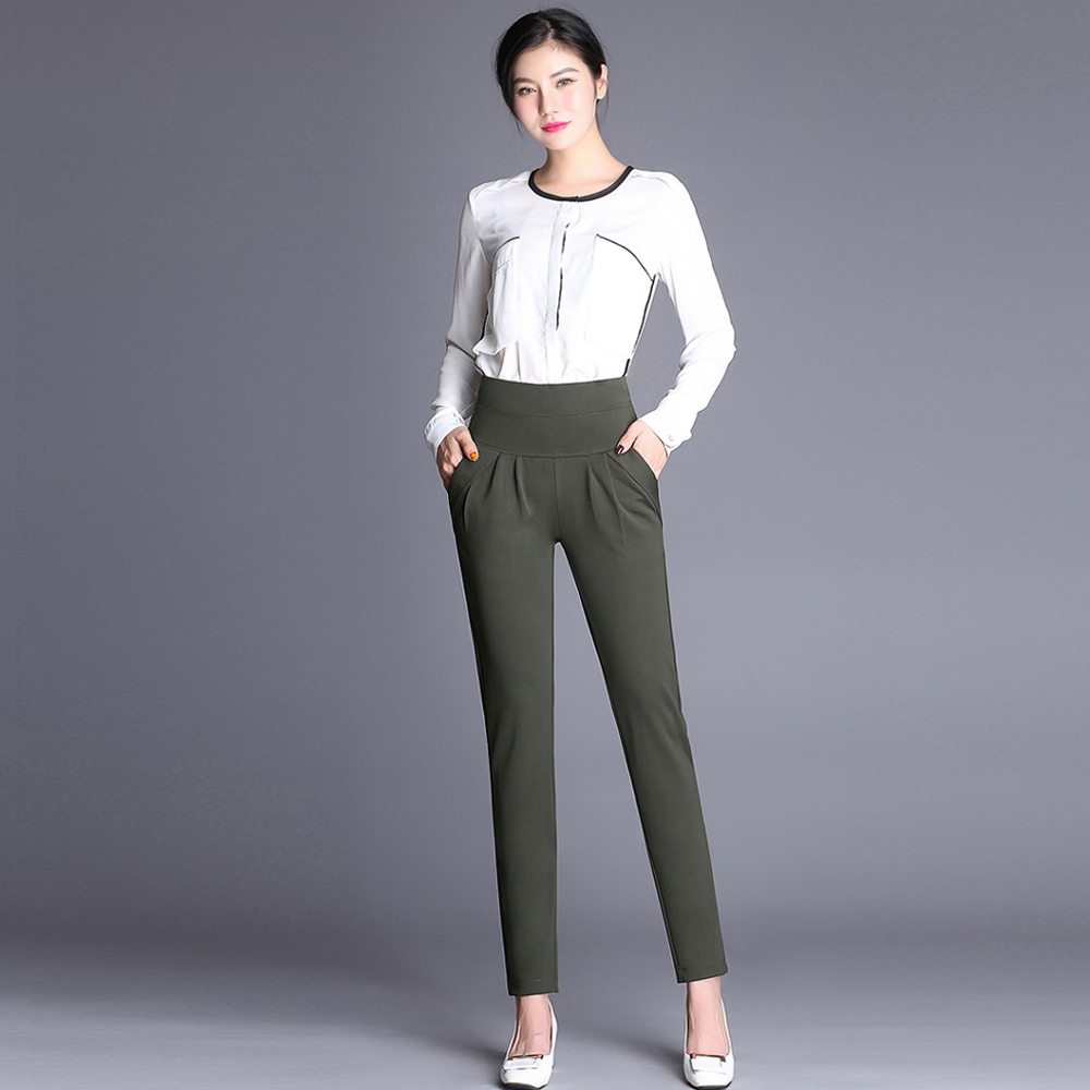 Women Pants Spring Long Harem Pants High Waist Elastic Waist Solid Plus Size S-6XL Loose Ladies Female Trousers 7433 50 201228