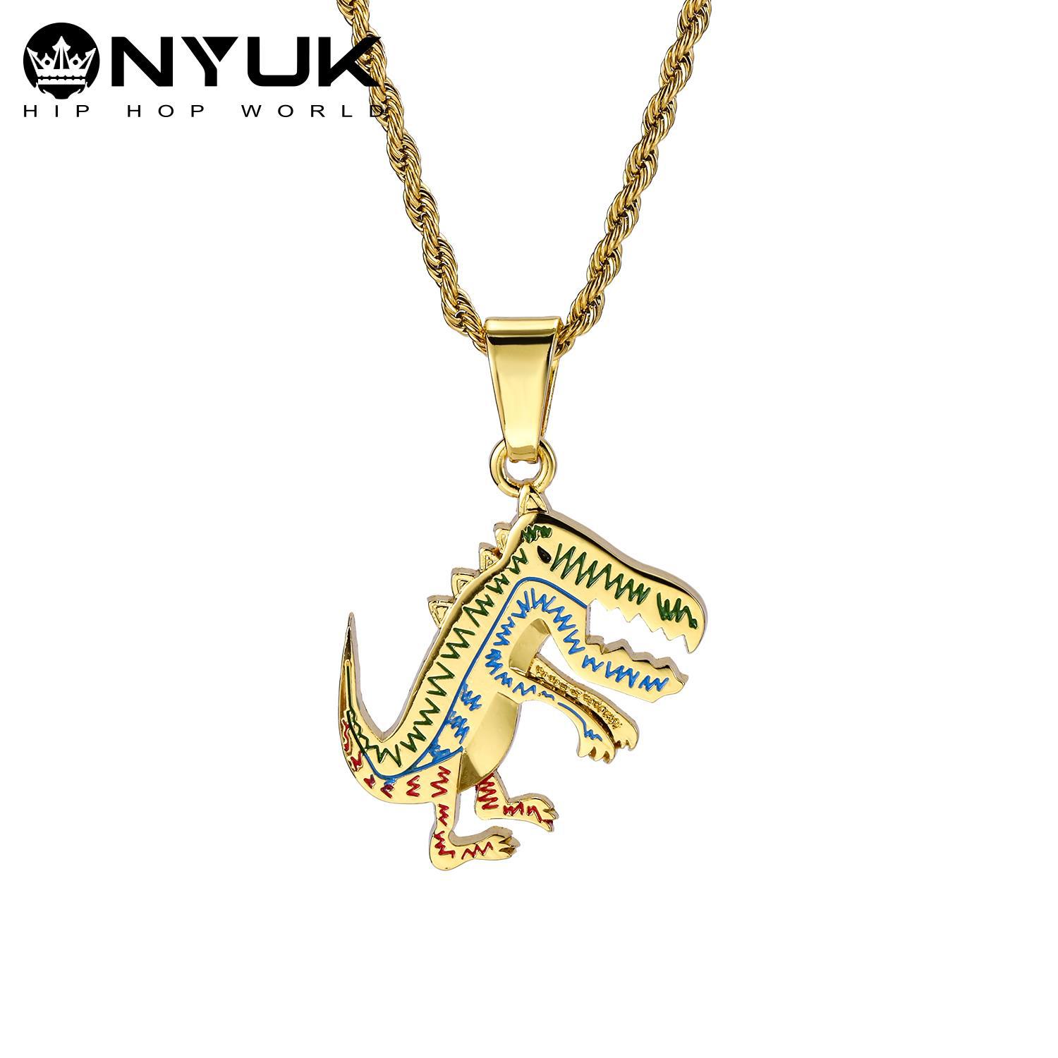 Dinosaur Necklace hiphop Gold Silver Color Pendant Fashion Punk Gothic Jewelry Men Women Wholesale Golden Jewelry Dropshipping