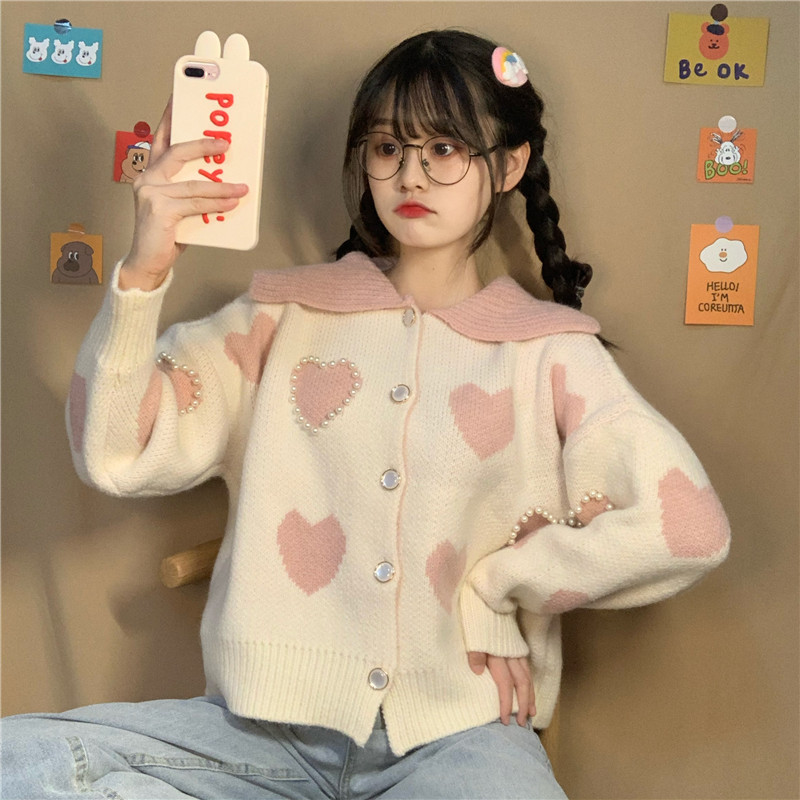 2021 New Kawaii Knits Cardigan Girls Heart Pearl-shaped Beads Pretty Female Style Sweaters Turn Down Collar Short Pink Jumpers DCVD, Multi
2021 New Kawaii Knits Cardigan Girls Heart Pearl-shaped Beads Pretty Female Style Sweaters Turn Down Collar Short Pink Jumpers DCVD, Multi