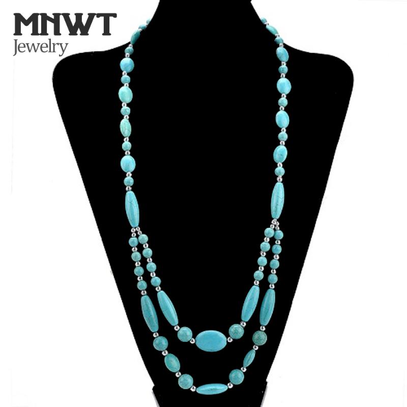 Chains MNWT Charm Fashion Women's Turquoises Round Necklaces Bohemia Style Synthetic Stone Beaded Long Chain Necklace Jewelr
Chains MNWT Charm Fashion Women's Turquoises Round Necklaces Bohemia Style Synthetic Stone Beaded Long Chain Necklace Jewelr