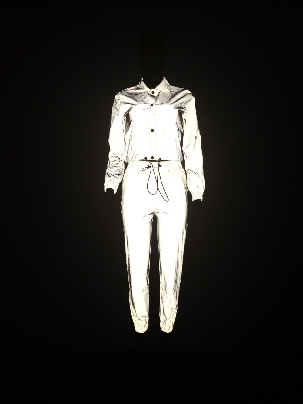 Women Reflective Two Piece Set Tracksuit Sexy Crop Top and Pants Sweat Suits Fluorescent Clothing 2 Piece Club Outfits Jogger T200116