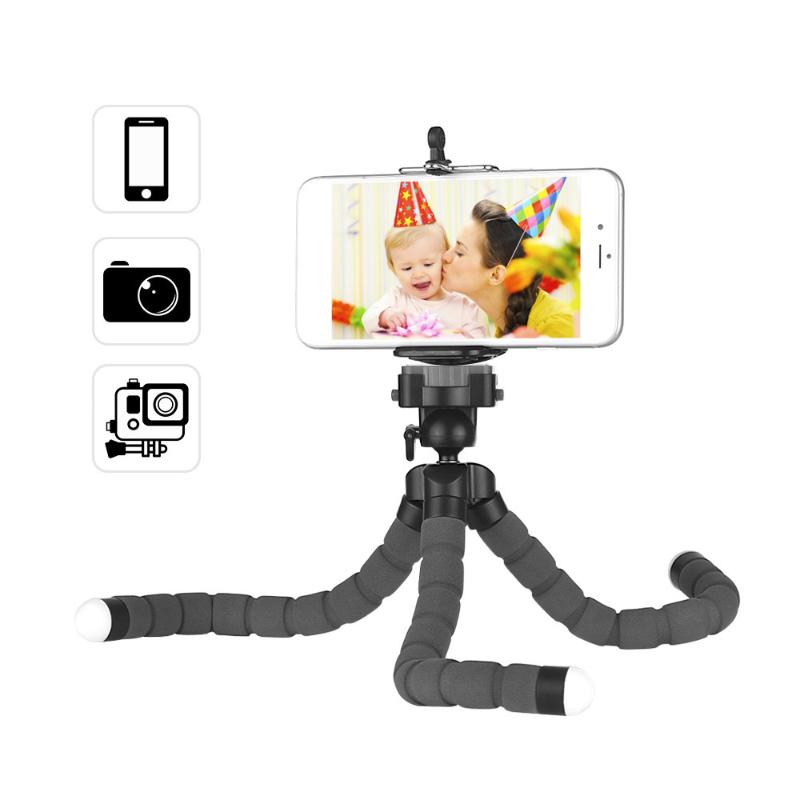 Mini Flexible Sponge Octopus Tripod Stand Holder with Smartphone Clip 1/4 In Screw Rotating Ballhead for Smartphone
Mini Flexible Sponge Octopus Tripod Stand Holder with Smartphone Clip 1/4 In Screw Rotating Ballhead for Smartphone