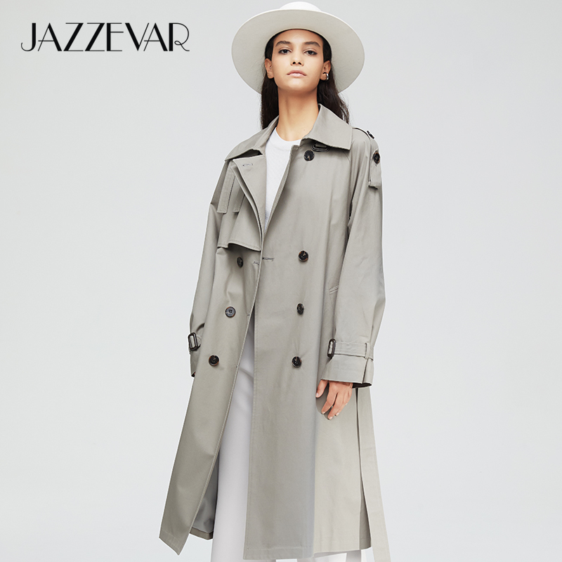 JAZZEVAR New arrival autumn top trench coat women double breasted long outerwear for lady high quality overcoat women9003-1 201211