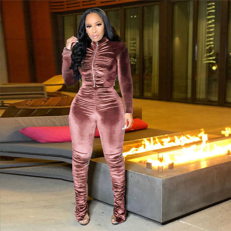 Fall winter Women solid color tracksuits jogger suit long sleeve outfits jacket+stack leggings two piece set plus size-2X sweatsuits 4338