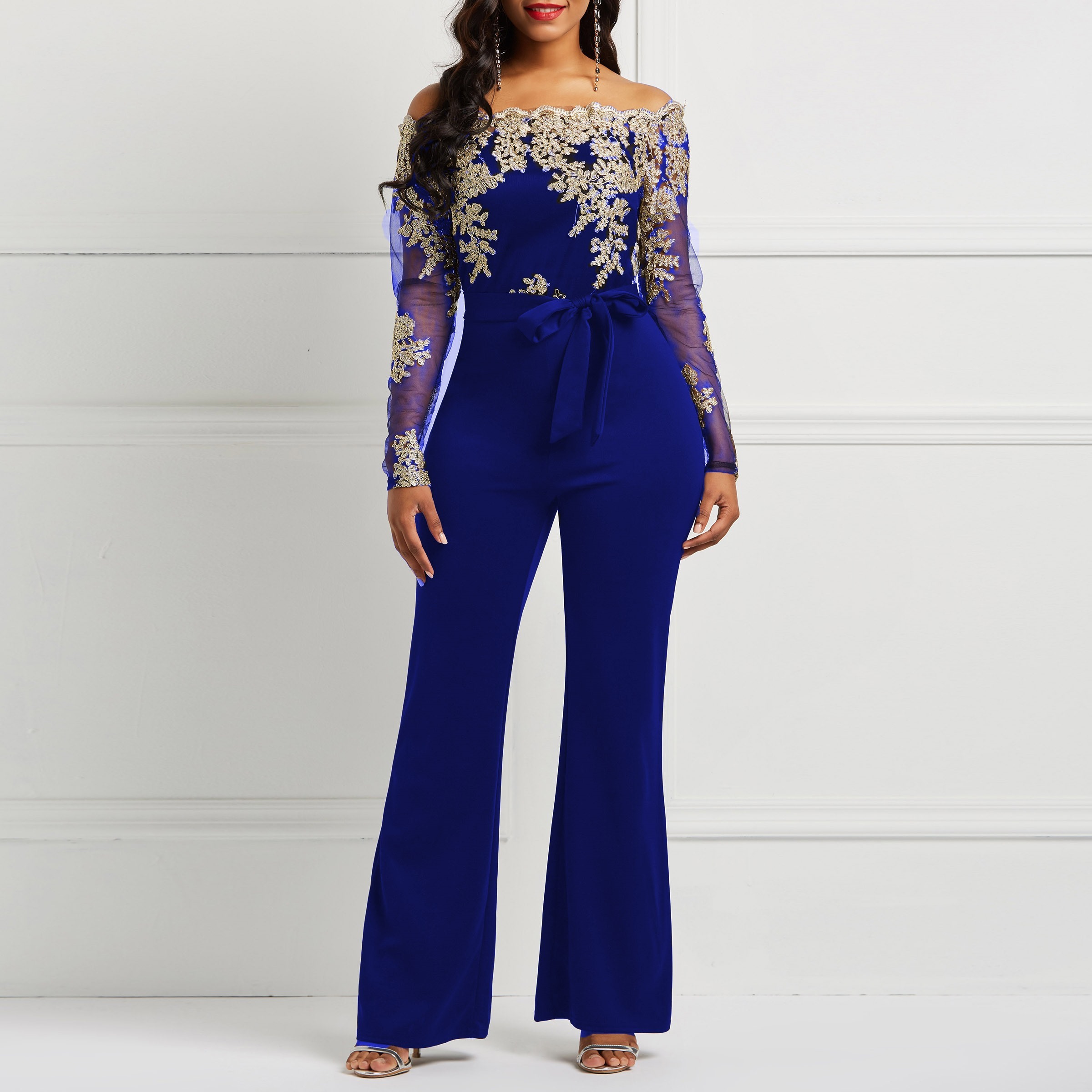 2021 Off the Sexy Shoulder Ladies'overalls, Legs Wide, Autumn Floral Trousers, Lace, Sleeves, Sleek Blue, Women's Overalls. Y1jc
2021 Off the Sexy Shoulder Ladies'overalls, Legs Wide, Autumn Floral Trousers, Lace, Sleeves, Sleek Blue, Women's Overalls. Y1jc