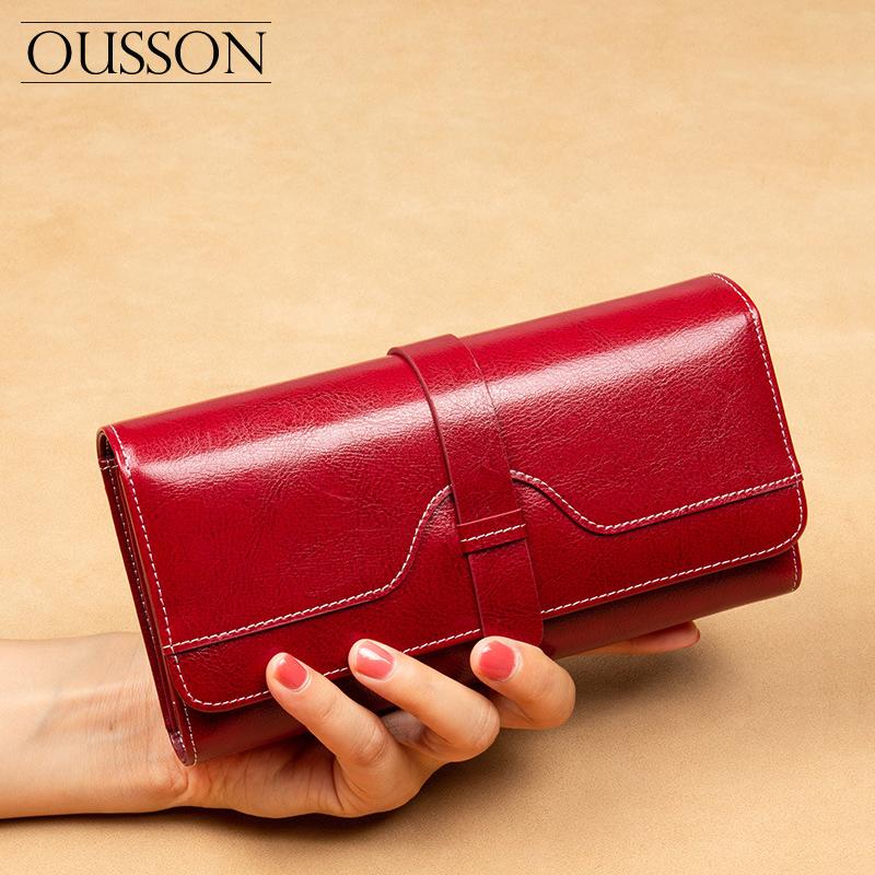 OUSSON Fashion casual light RFID anti-theft card reader cowhide leather women's wallet clutch coin purse clutch, Black
OUSSON Fashion casual light RFID anti-theft card reader cowhide leather women's wallet clutch coin purse clutch, Black