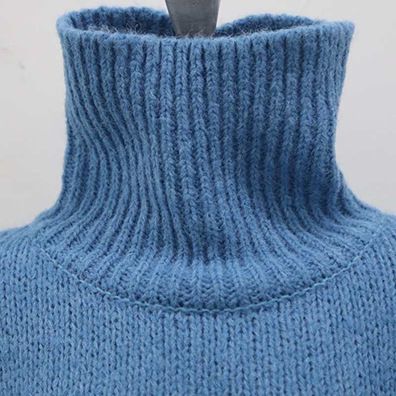 Flectit Chunky Turtleneck Sweater Grey Black Light Blue Solid Plus Size Long Pullovers Knit Top Fall Winter Outfits * 201130