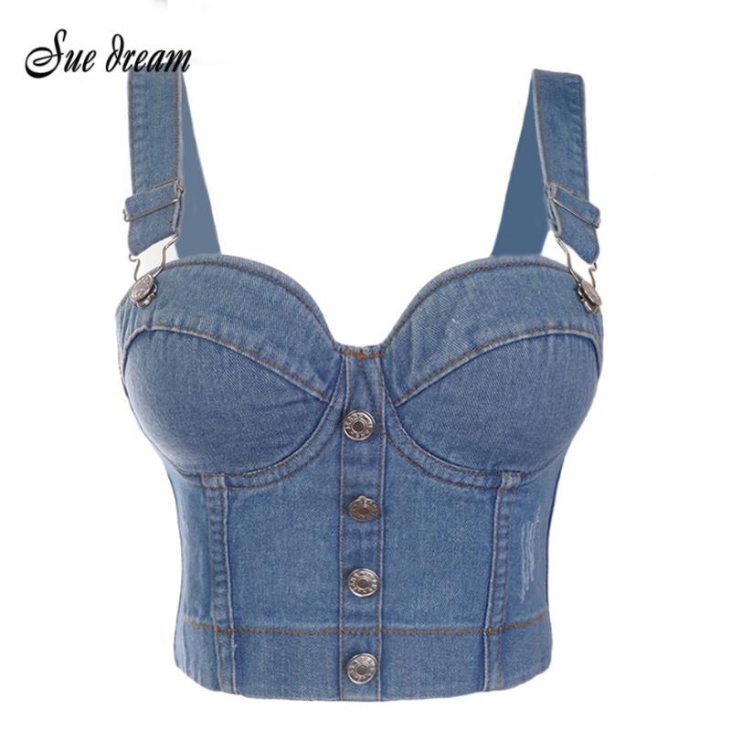 Denim Scratched Women's Spaghetti Strap Button Diamonds Ripped Push Up Bustier Night Club Party Crop Top 2020 New Corset Camise, Hole style
Denim Scratched Women's Spaghetti Strap Button Diamonds Ripped Push Up Bustier Night Club Party Crop Top 2020 New Corset Camise, Hole style