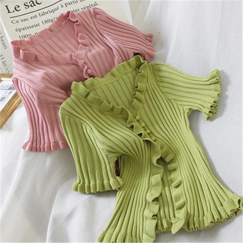 Women's Knits & Tees Korean Fashion Sweet 7 Colour Knitted Shirts Women V-neck Single Breasted Good Elasticity Crop Cardigan Sweaters Basic, White
Women's Knits & Tees Korean Fashion Sweet 7 Colour Knitted Shirts Women V-neck Single Breasted Good Elasticity Crop Cardigan Sweaters Basic, White