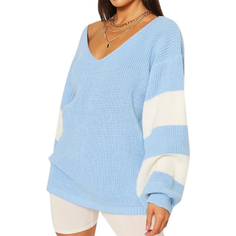 Blue White Sweater for Women Long Sleeve V Collar Warm Pullover Loose Casual Daily Knitting Clothes Women Color Matching Tops
Blue White Sweater for Women Long Sleeve V Collar Warm Pullover Loose Casual Daily Knitting Clothes Women Color Matching Tops