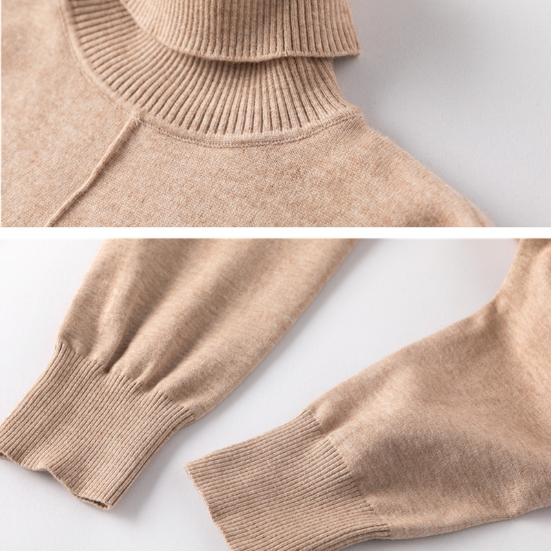 Women Knitted Tracksuit Turtleneck Sweater 2 Pieces Set Autumn Winter Pullovers Vertical Line And Elastic Feet Pants Suit Femme 201119