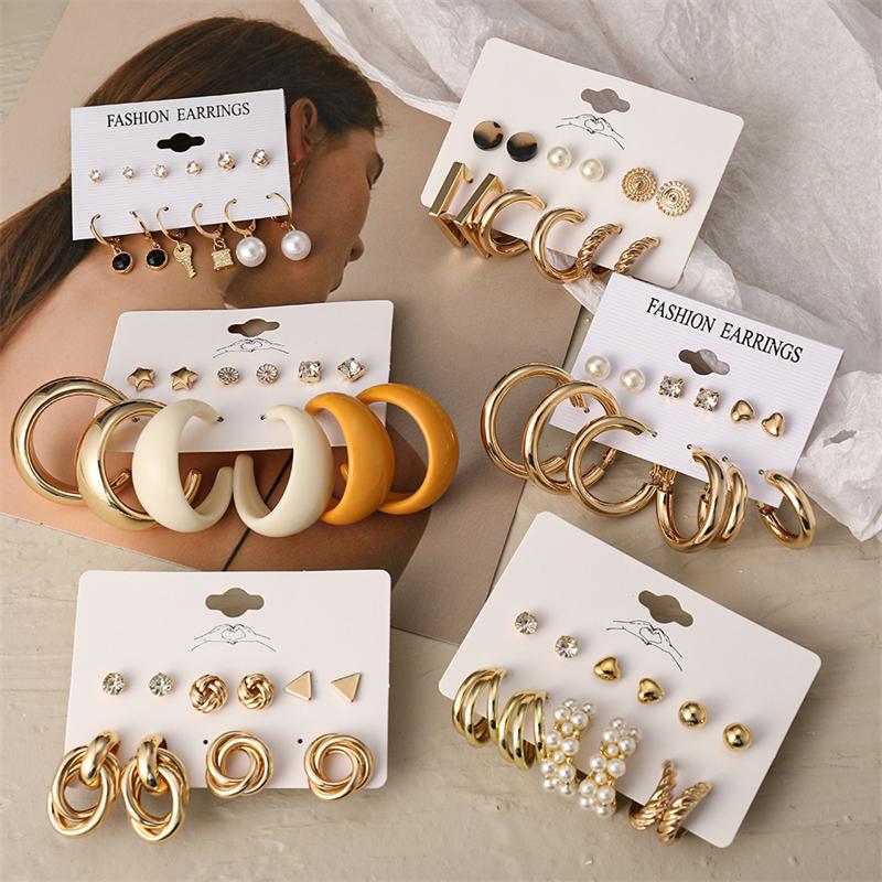 Hoop & Huggie Fashion Exquisite Pearl Metal Earrings Set For Women Geometric Circle Dangle Punk Acrylic Of Jewelry, Golden;silver
Hoop & Huggie Fashion Exquisite Pearl Metal Earrings Set For Women Geometric Circle Dangle Punk Acrylic Of Jewelry, Golden;silver
