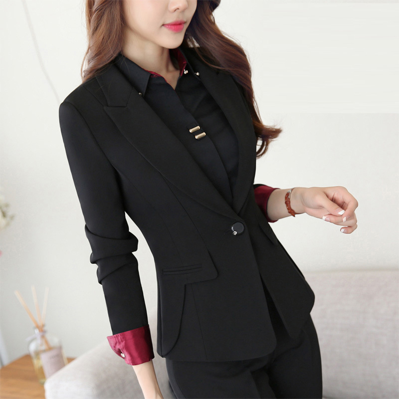 Elegant Formal pant suit Women's Suit Pants and Jacket office Lady Pantsuit Costumes uniform trouser suit womens business suits T200818