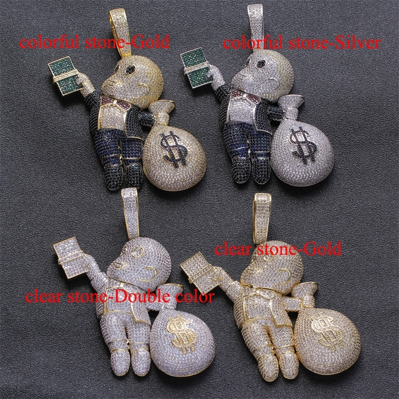 5 Colors Large Size High Quality Brass CZ stone Cartoon Men Money Bag pendant Hip hop Necklace Jewelry BlingBling Iced Out CN044 201013
5 Colors Large Size High Quality Brass CZ stone Cartoon Men Money Bag pendant Hip hop Necklace Jewelry BlingBling Iced Out CN044 201013