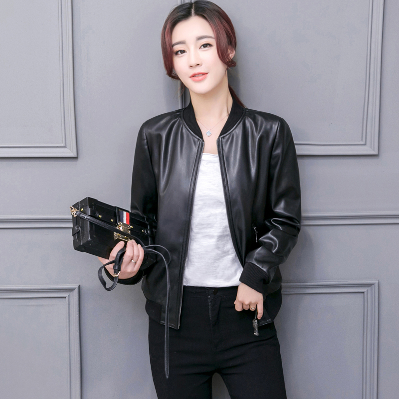 Fashion Spring Women Motorcycle Faux PU Leather Black bomber Jacket female Short student biker Coat ladies' leather jackets 201224