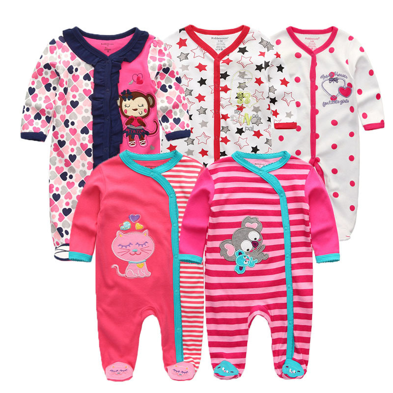 Winter 5Pcs Newbron Full Sleeve Baby Rompers Sets Baby Jumpsuit Infant Girl&Boys Clothes roupas de bebe Baby Onesies LJ201023