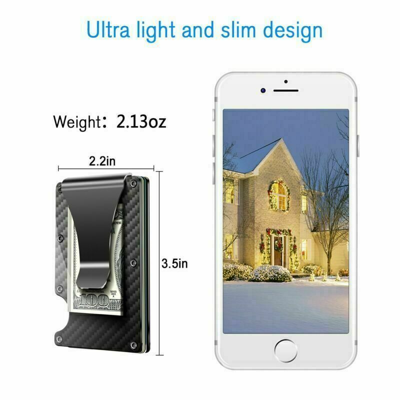 Mens RFID Blocking Carbon Fiber Ridge Wallets Money Clip Front Pocket Bank Credit Card Holders Minimalist Antimagnetic Purse Cards - view 5