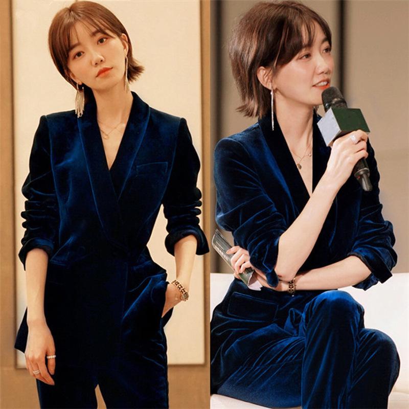 Female star in same pleuche jacket coat qiu dong culture quality fashion small velvet suit of England, Black
Female star in same pleuche jacket coat qiu dong culture quality fashion small velvet suit of England, Black