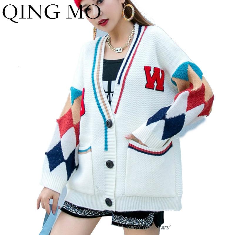 QING MO Women Casual Sweater 2020 Women Cartoon Printed Sweater Female V Neck Single Breasted Cardigan ZQY5892, White
QING MO Women Casual Sweater 2020 Women Cartoon Printed Sweater Female V Neck Single Breasted Cardigan ZQY5892, White