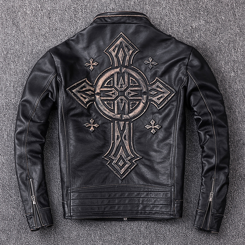 MAPLESTEED Distressed Leather Jacket Men Vintage Motorcycle 100 Natural Calf Skin Mens Motor Jackets Biker Coat M202 201114