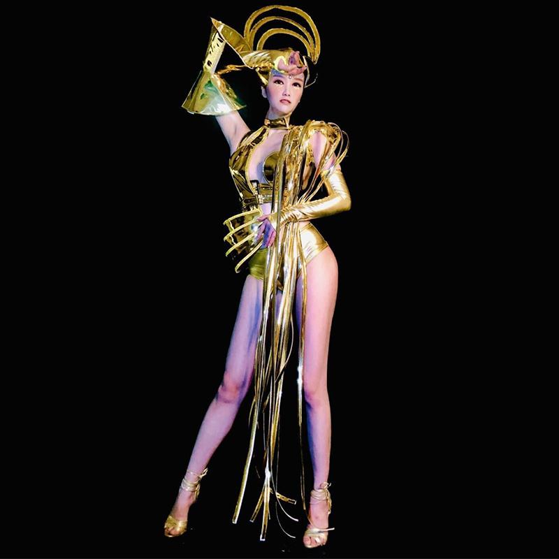 Women Cosplay Costume Novelty Stage Wear Bar Rave Performance Clothes Gold Tassel Bodysuit Gloves Headdress Dance Outfit DN6071, As picture
Women Cosplay Costume Novelty Stage Wear Bar Rave Performance Clothes Gold Tassel Bodysuit Gloves Headdress Dance Outfit DN6071, As picture