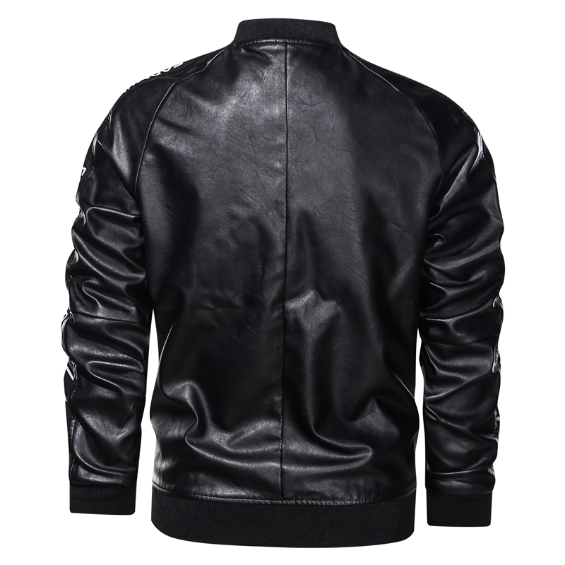 Leather Jacket Men Bomber Baseball Jackets Biker Mens Pu Coat Faux Pilot Varsity Business Top Leather Black Slim Fit Motorcycle 201128