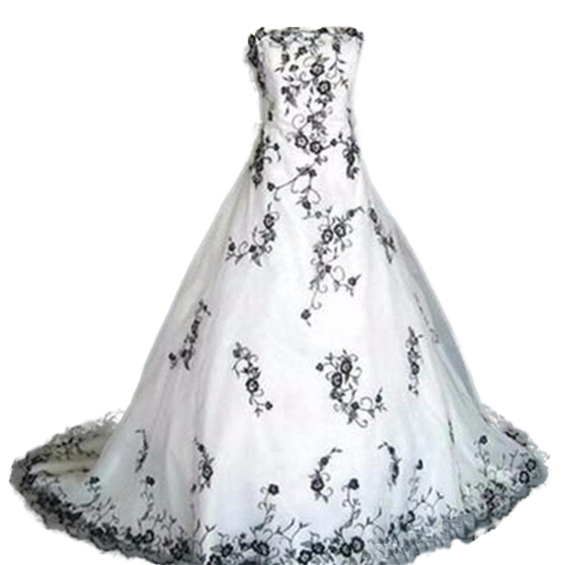 Vintage Strapless Lace Wedding Dress Black And White 2026 Appliques A-Line Bridal Gowns Neo-Gothic Style Plus Size Bride Dresses Back Lace-Up Vestidos