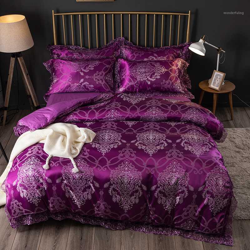 Luxury Bedding Set silk and cotton jacquard Bed Linens Bed Sheet Set Queen/King Size cover pillowcase 4pcs1, 15
Luxury Bedding Set silk and cotton jacquard Bed Linens Bed Sheet Set Queen/King Size cover pillowcase 4pcs1, 15
