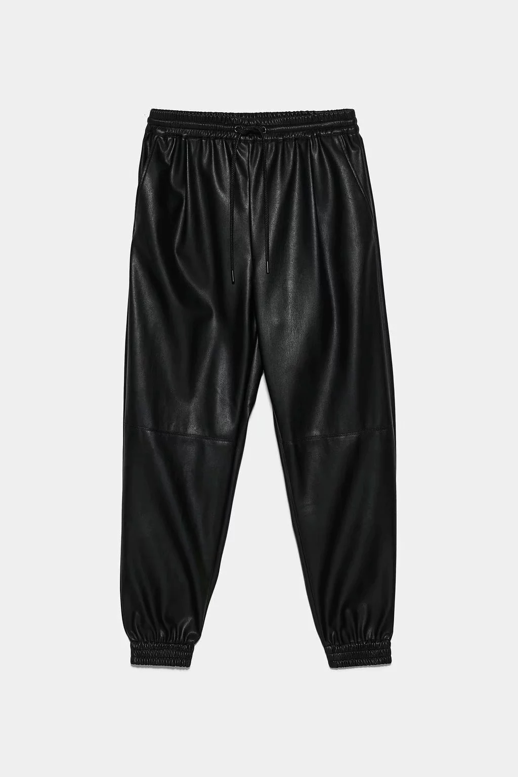 Vintage Khaki PU leather pants women sweatpants streetwear Korean Joggers high waist trousers 201111