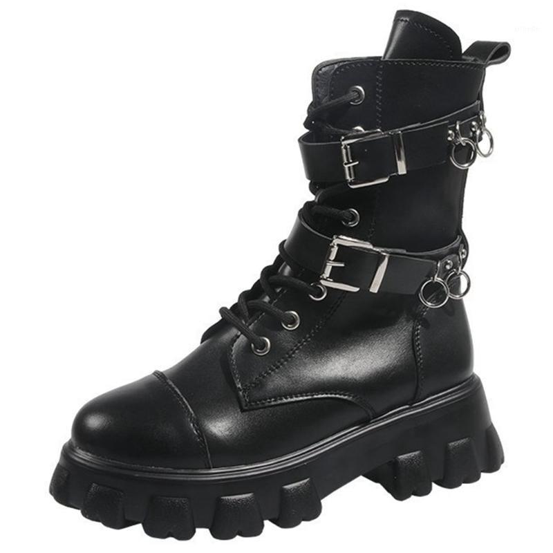 female 2020 casual women shoes chunky metal brand boots women fashion platform buckle motocycle mid calf boots1, Black 
female 2020 casual women shoes chunky metal brand boots women fashion platform buckle motocycle mid calf boots1, Black