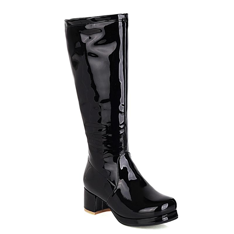 Patent Leather Fluorescent Green Lolita Style Women's Boots PU Thick Heel Mirror Color Side Zipper Knee-Length Boots, Black
Patent Leather Fluorescent Green Lolita Style Women's Boots PU Thick Heel Mirror Color Side Zipper Knee-Length Boots, Black